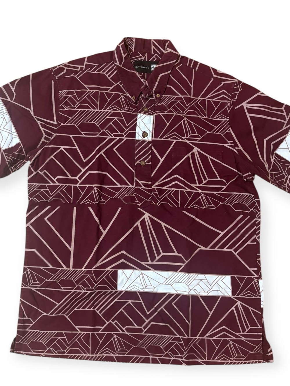 Sig Zane Men's Maroon Geometric Button Shirt